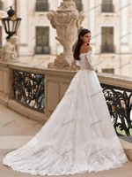 Glamorous Wedding Dresses A Line Lace Bridal Gowns Backless Robes Off The Shoulder Floor Length Vestidos De Novia Customized 2