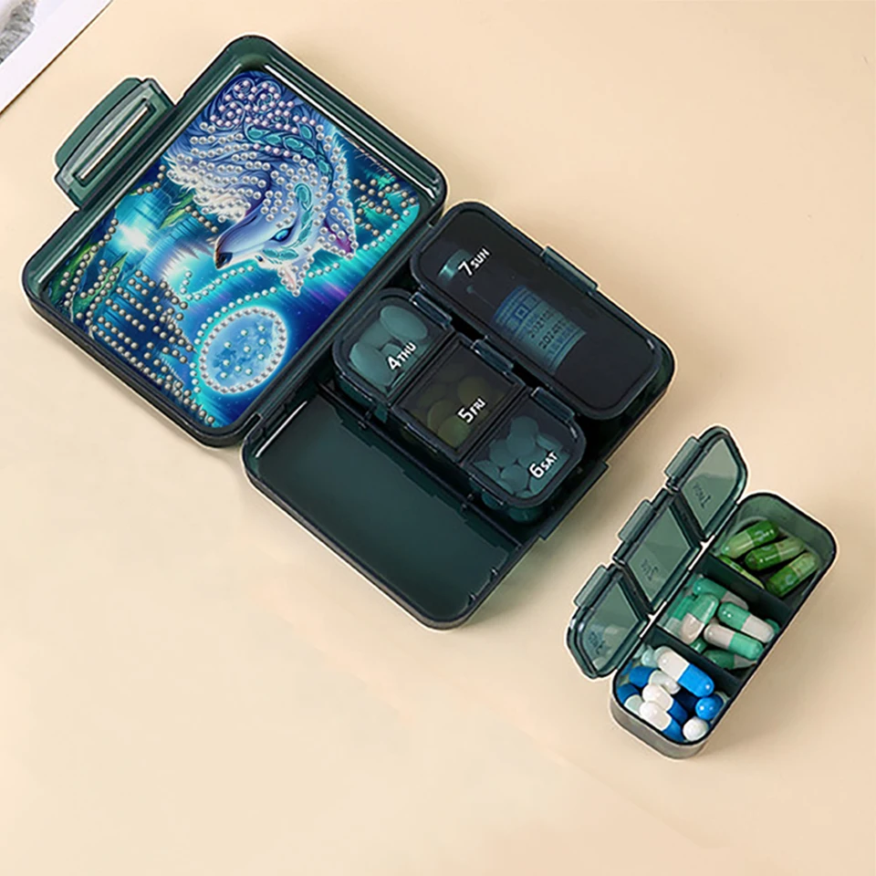 Customizable Diamond Art Pill Box for Travel