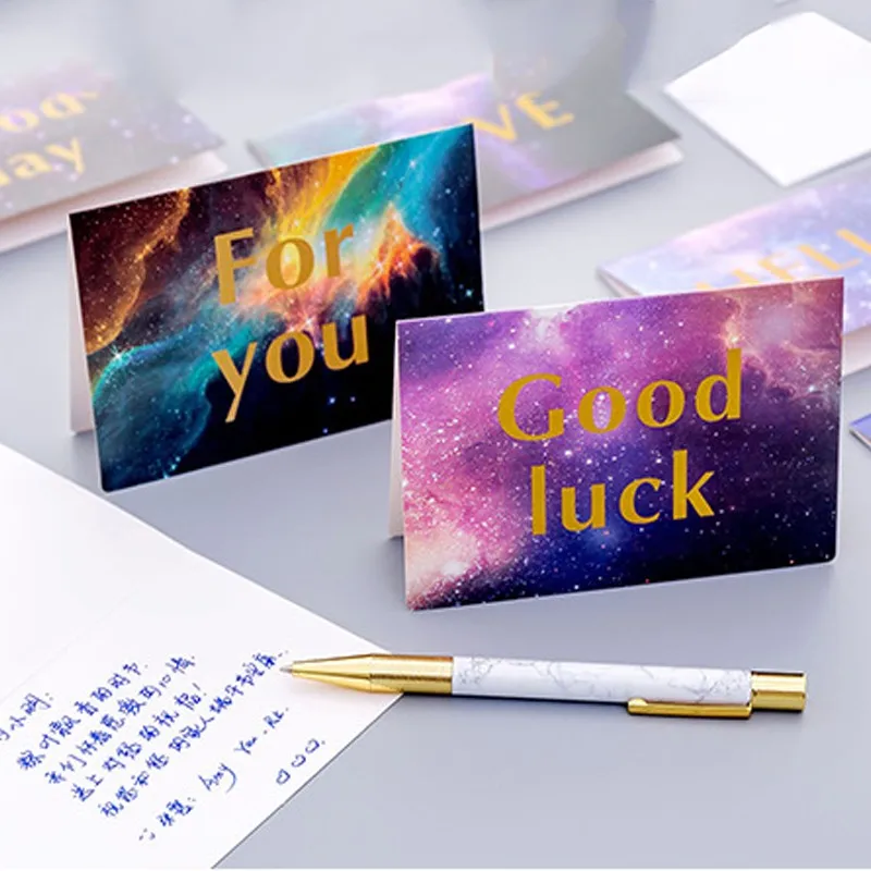 1pcs Envelope Starry Sky Greeting Card Message Half Fold Mini Office Supplies Thanksgiving Gift Writing  Student Stationery