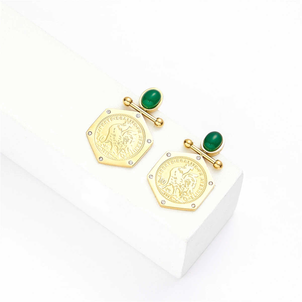LUIZADA Wedding Jewelry Set for Women Portrait Coin Stainless Steel with Necklace Earrings Bracelet bridal jewelry sets