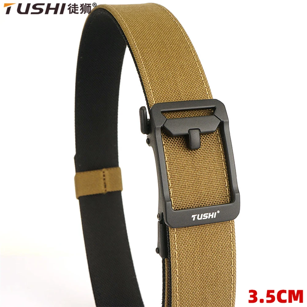 

TUSHI New Tactical Belt for Men and Women Metal Automatic Buckle Black Military Army Gun Belt Thick Nylon IPSC Waistband Girdle