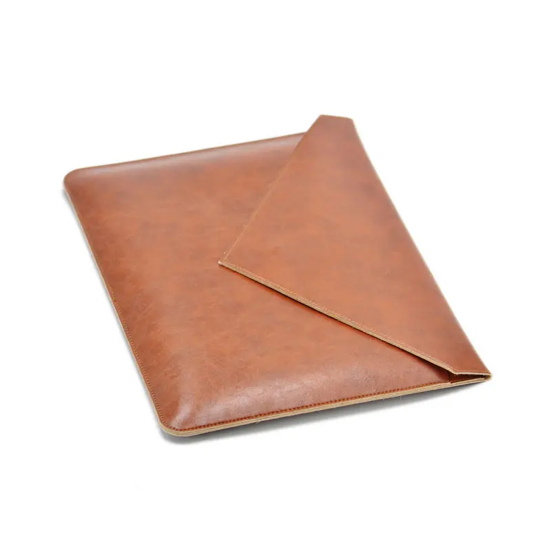 Envelope Style PU Leather Laptop Sleeve with Dual Pockets
