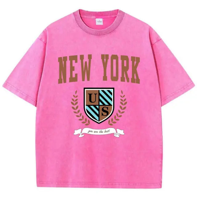 T-shirt Casual Feminina de Algodão "New York Us You Are The Best" 5 T-shirt casual feminina de algodão estampada