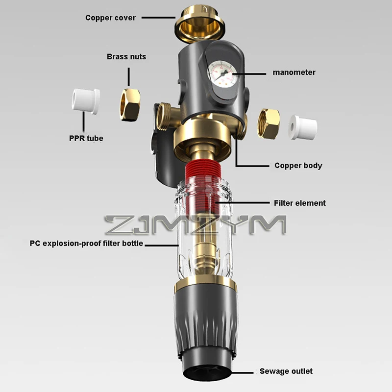 Automatic Flushing Purifier System,Reusable Whole House Spin Down Sediment Water Filter Backwash Prefilter