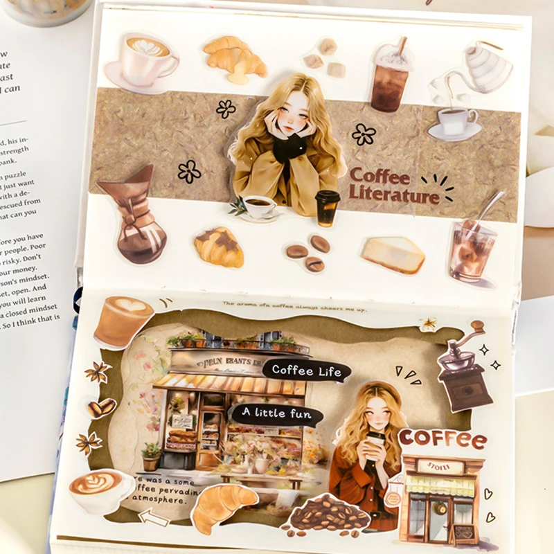 Mr. Paper, milk tea and coffee themed stickers, scrapbook,phone case,diary decoration stationery stickers tape200cm/roll 6