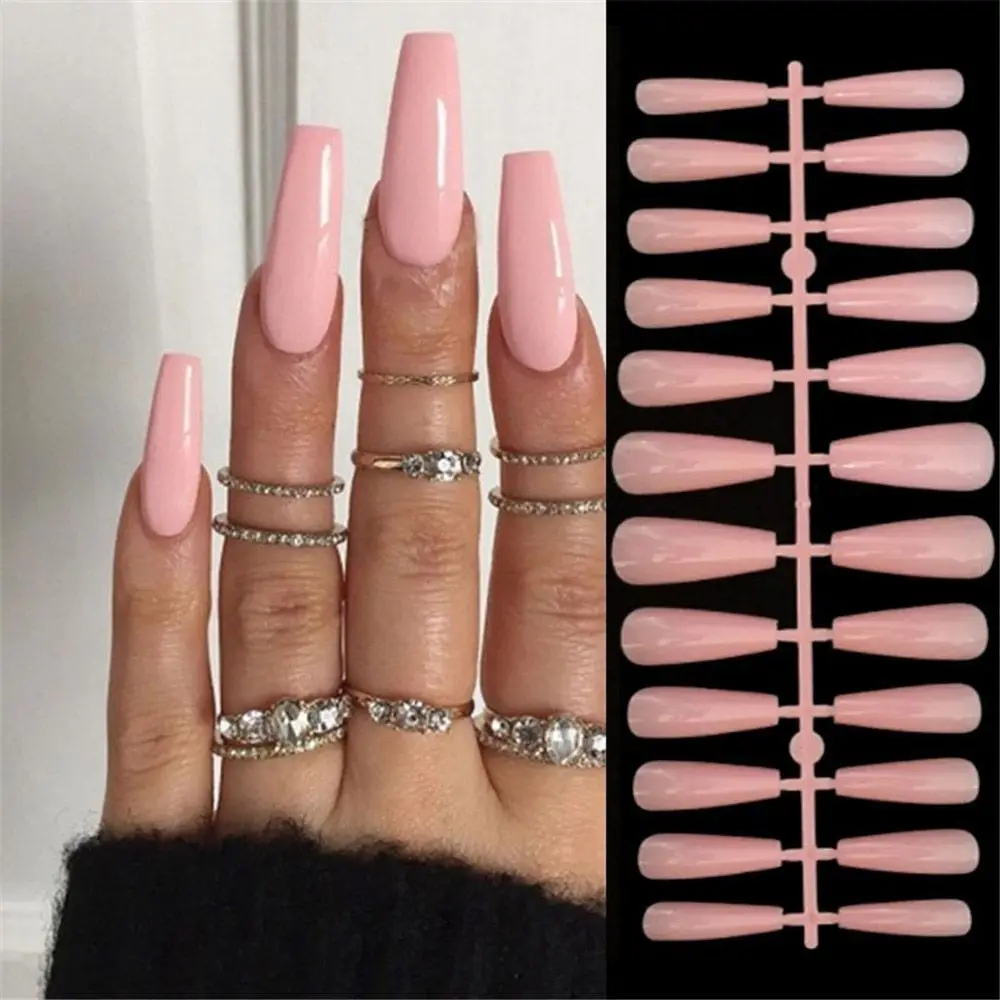 Elegant French White Press-On Nails - 24-Piece Set with Detachable Full Coverage