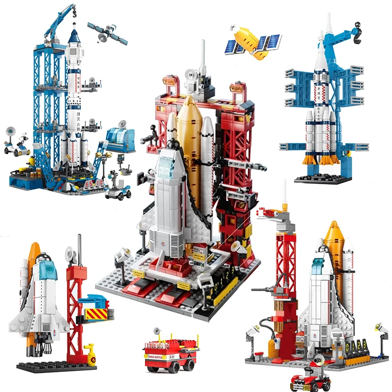 Aerospaziale Space Rocket Launch Center Base Puzzle Modello Mini Building Blocks Assemblare Mattoni Bambini Ragazzi Bambini Giocattoli Regalo