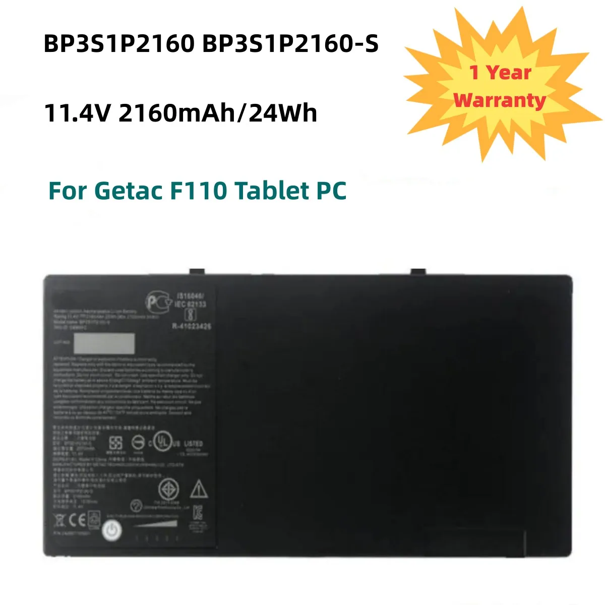 Batteria Per Laptop Muslimex Bp3S1P2160-S 11.4V 24Wh/2160Mah Per Tablet Getac F110 Serie G8M3X2 441857100001 P/N:24285710000