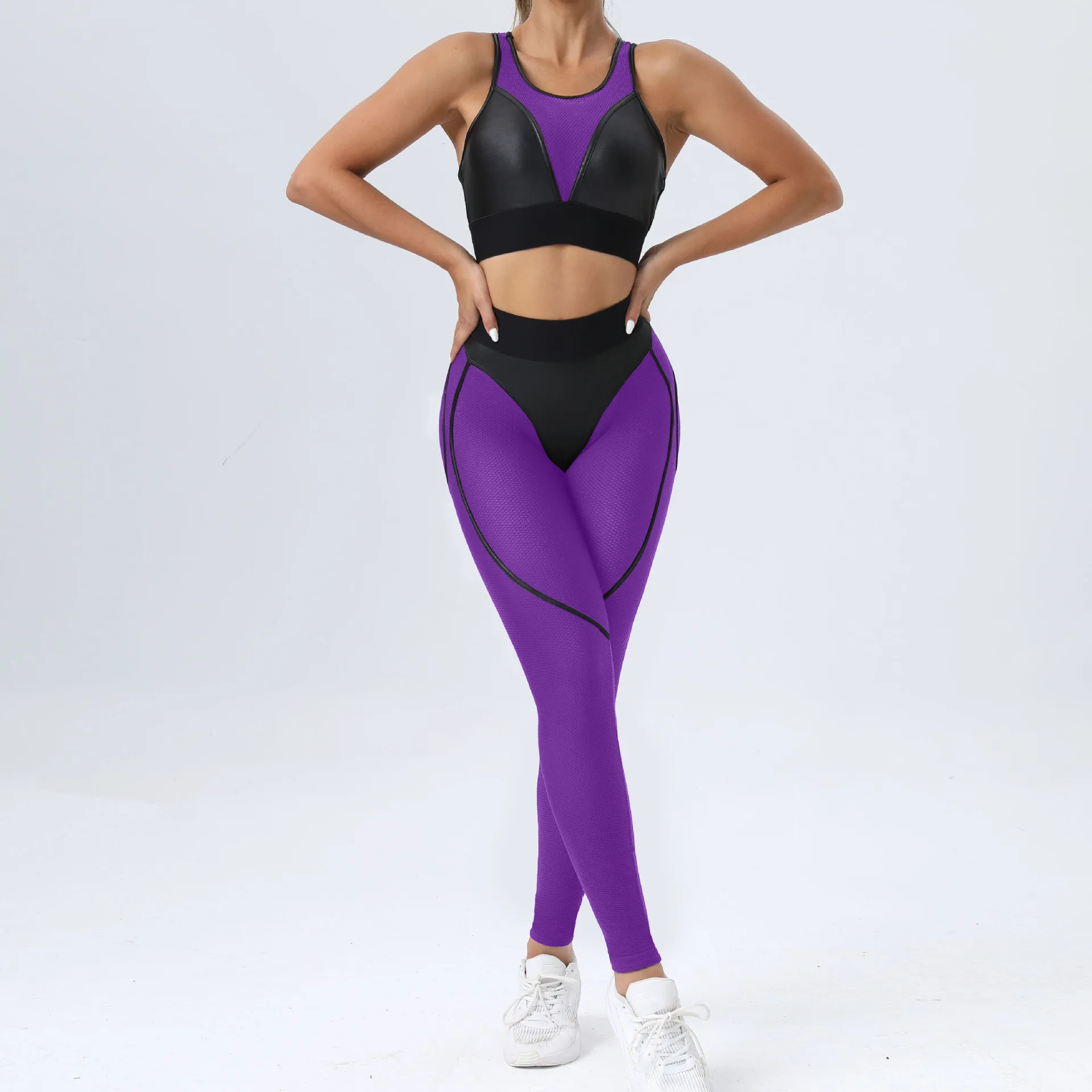 Dohomiryo 2 Pièces Ensemble De Sports Femme Sweat Push Up Bra Legging De Yoga Élastique Ensembles
