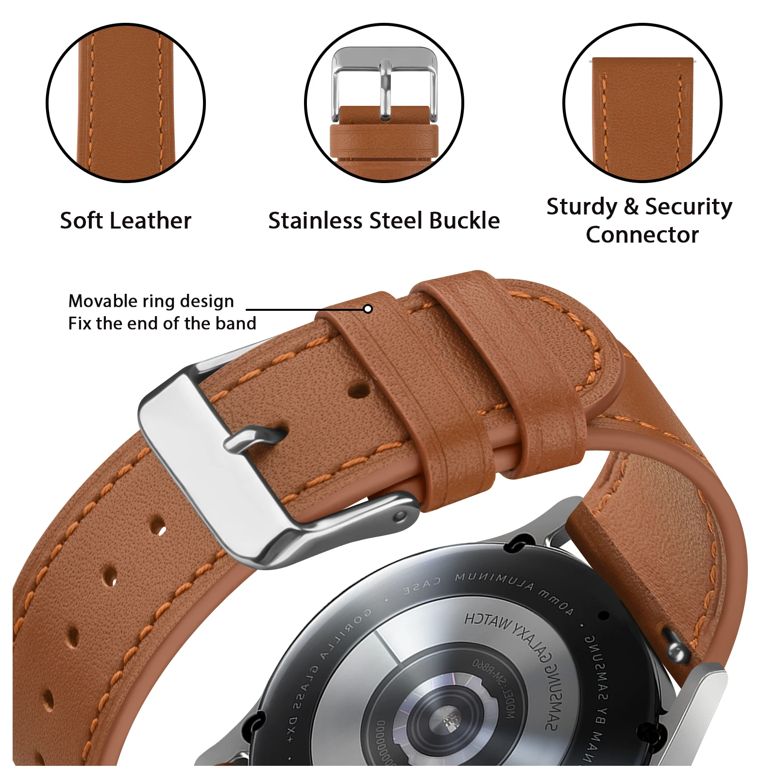Elegant Leather Smartwatch Strap - Premium Multi-Model Fit Bracelet
