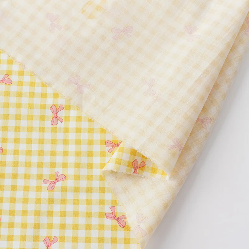 Pure Cotton Plaid Fabric Dopamine Children's Clothing Baby Spring And Summer Handmade DIY Clothing Fabric