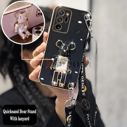 Cartoon Bear Lanyard Plating Phone Holder Case - Galaxy Note 20 Plus (ZJ12 - GS03 - Black)