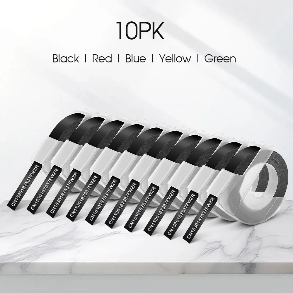 5~10PK Dymo 9mm Label Tape Dymo Label Maker 3D Embossing Tape