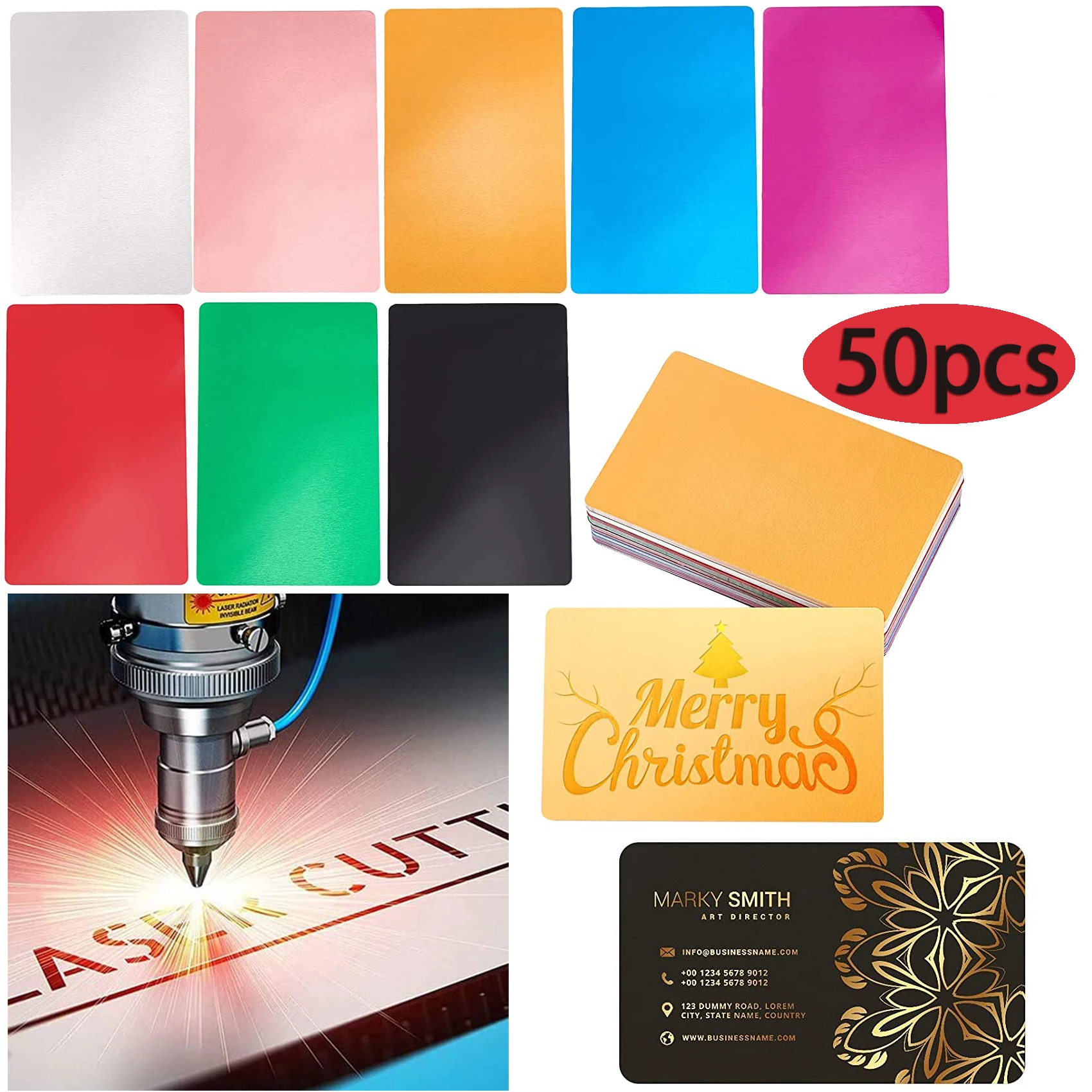 50PcsMetalBusinessNameCardAluminumBlankLaserCNCEngraving