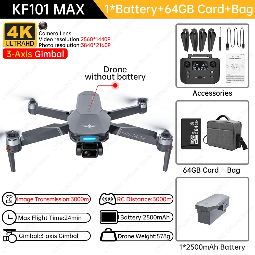 KF101 Max1 Drone 4K Professional 5G Wifi FPV Dron KF101 Max 4K HD Camera 3-Axis Gimbal GPS Drones RC Quadcopter VS SG906 Max2 explorers 4ch remote control quadcopter RC Quadcopter