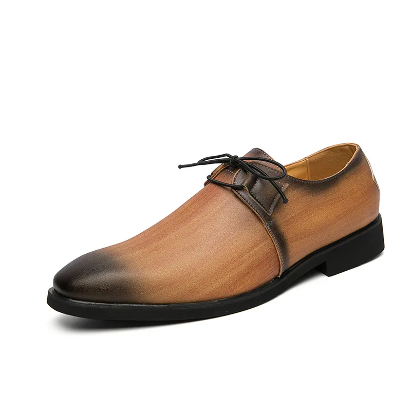 Fashion men's leather mixed-color dress shoes pink autumn plus-size 48 causal male shoe