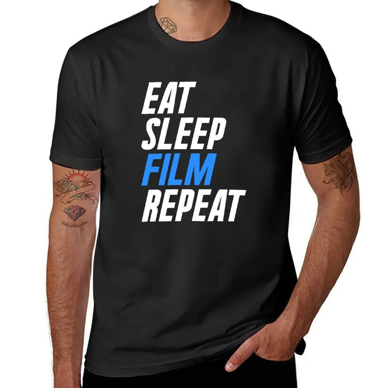 Eat Sleep Film Repeat T-Shirt new edition heavyweights oversizeds vintage clothes mens graphic t-shirts funny