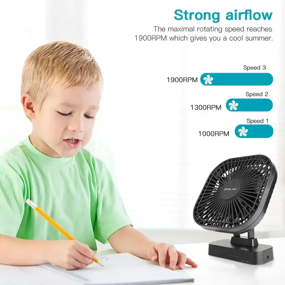 Rechargeable Portable Table Fan with 5000mAh Battery