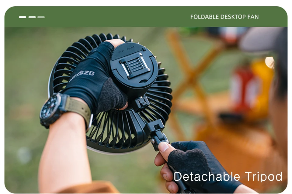 Tripé Floor Fan USB recarregável 10000mAh Tent Ventilador de teto