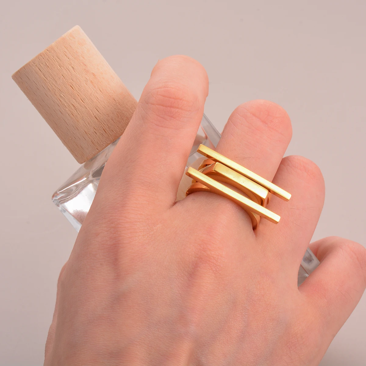 Metal Line Stainless Steel Ring for Woman Gold Color Fashion Simple Geometric Finger Accessories Jewelry Gift