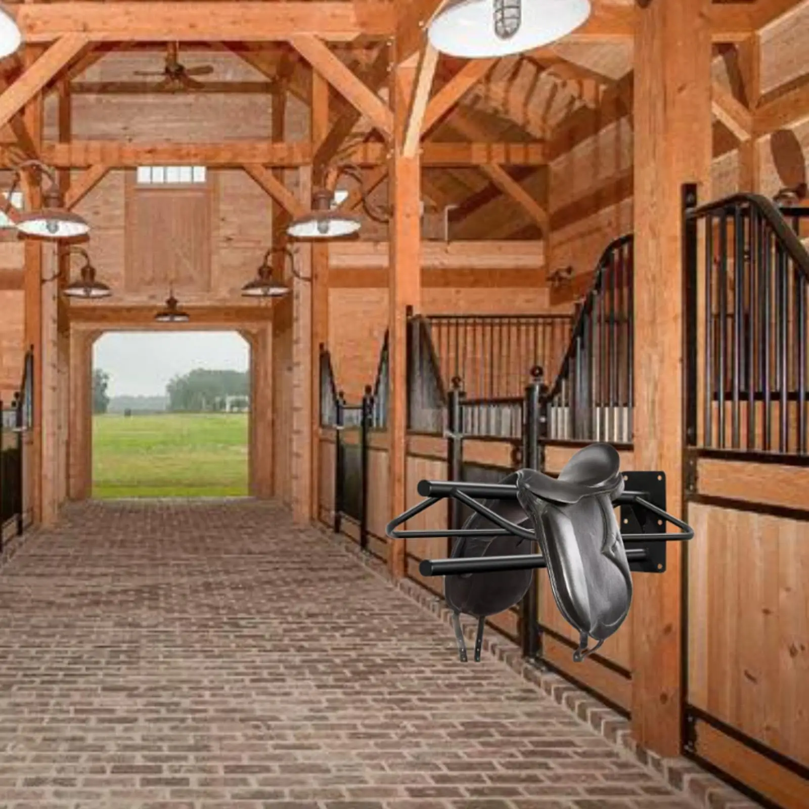 Saddle Rack Saddle Stand Wall Mounted Accessories Horse Blanket Hanging Rack Saddle Holder for Barn Tack Room Farm Stable Black