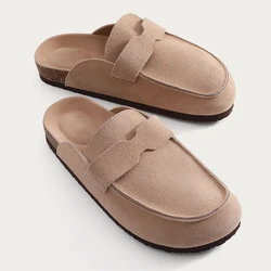 Unisex Fashion Cork Suede Clogs with Adjustable Buckle - 37(fit 22.5cm) (COW suede-AT1)