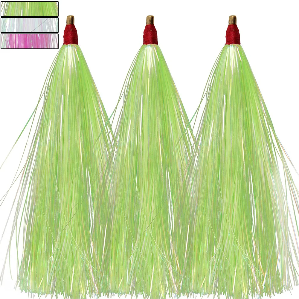 200Pcs Mylar Flash Teaser Tail Fishing Saltwater Bucktail Teaser Jig Bait Per Teaser Plugs Fluke Fishing Lures Bait Rigs