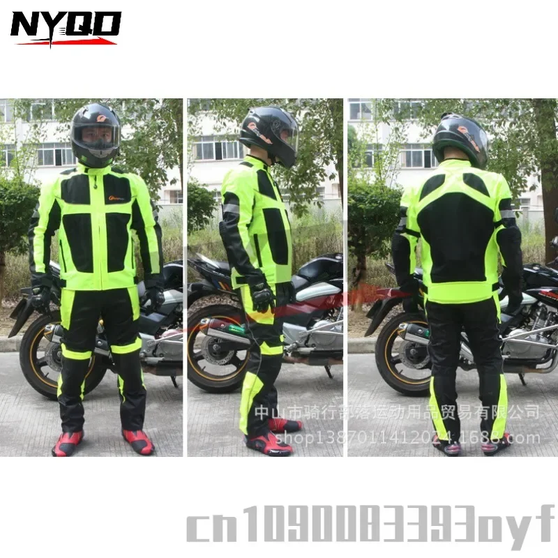 Riding Tribe Summer Waterproof Motorcycle Jacket Reflective Breathable Motorcycle Riding Suit with Anti Fall Protective Gear