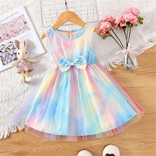 High Fashion Rainbow Tulle Short Women Dresses To New Year Birthday Party  Colorful Summer Female Dress - AliExpress