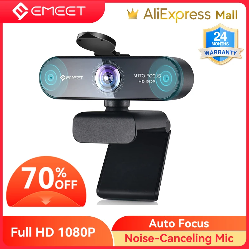

Webcam 1080P Webcam Autofocus Streaming EMEET Nova Web Cam Plug and Play USB Webcam with Microphone and Privacy Cover for PC