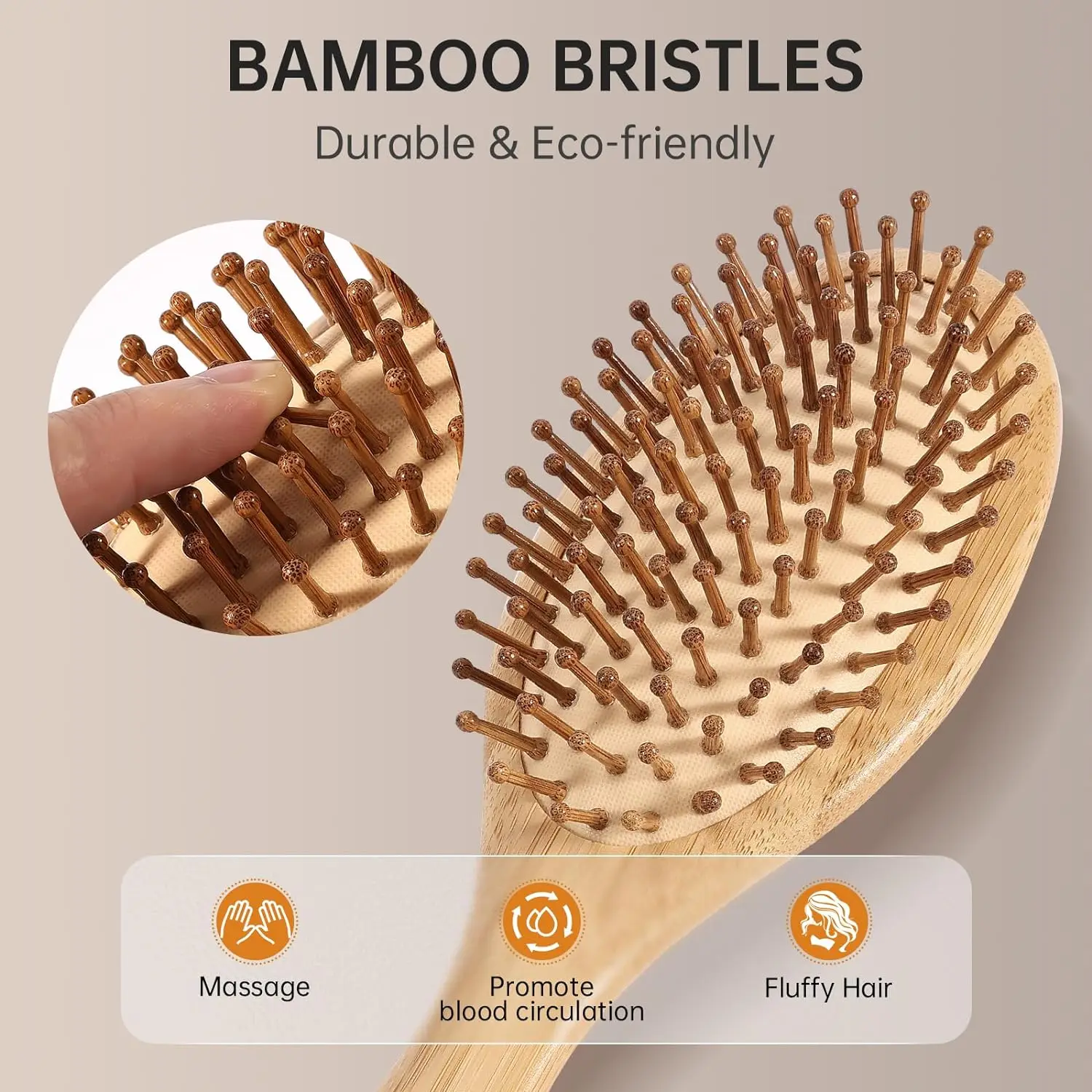 Natural Wooden Hair Brush for Hair Growth and Styling