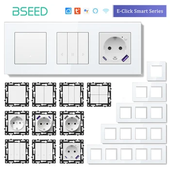BSEED WIFI คลิกสวิทช์ฟังก์ชั่นส่วนเท่านั้นกรอบกระจกสวิตช์ไฟอัจฉริยะ DIY ส่วนสมาร์ท Wifi ซ็อกเก็ตชิ้นส่วนฟรีผสม 1