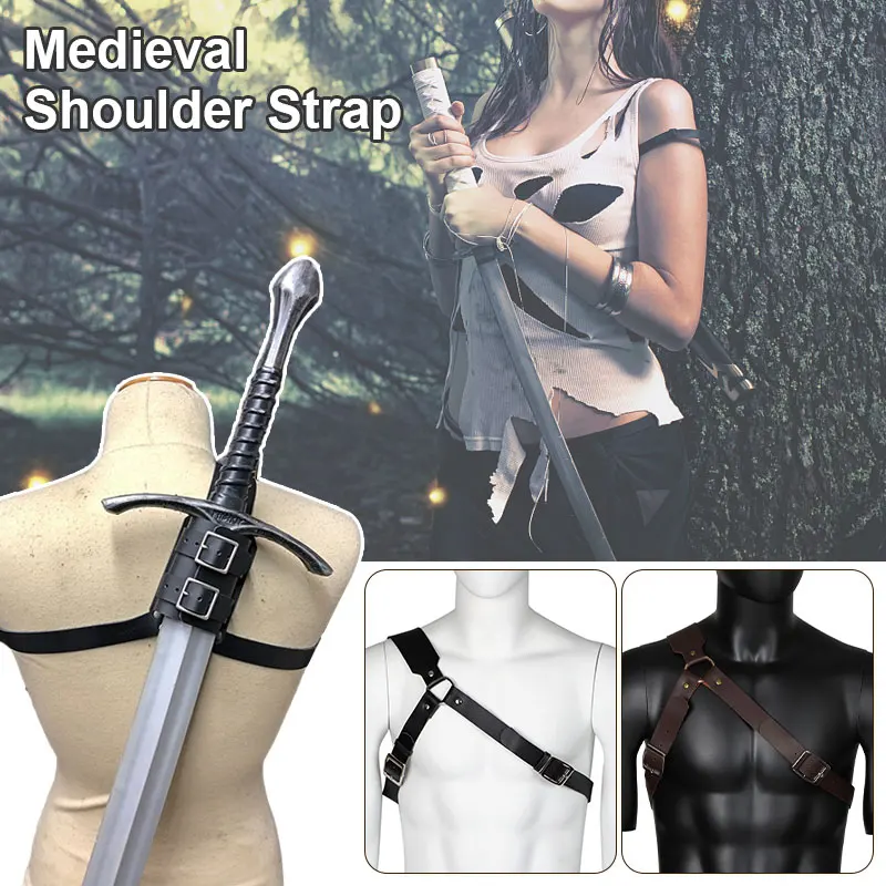 Halloween costume prop sword holder sheath Medieval PU Leather Blade Frog Cosplay Sheath Blade Holster Costume Props Knight Assassin Costume Cosplay Halloween Disguises