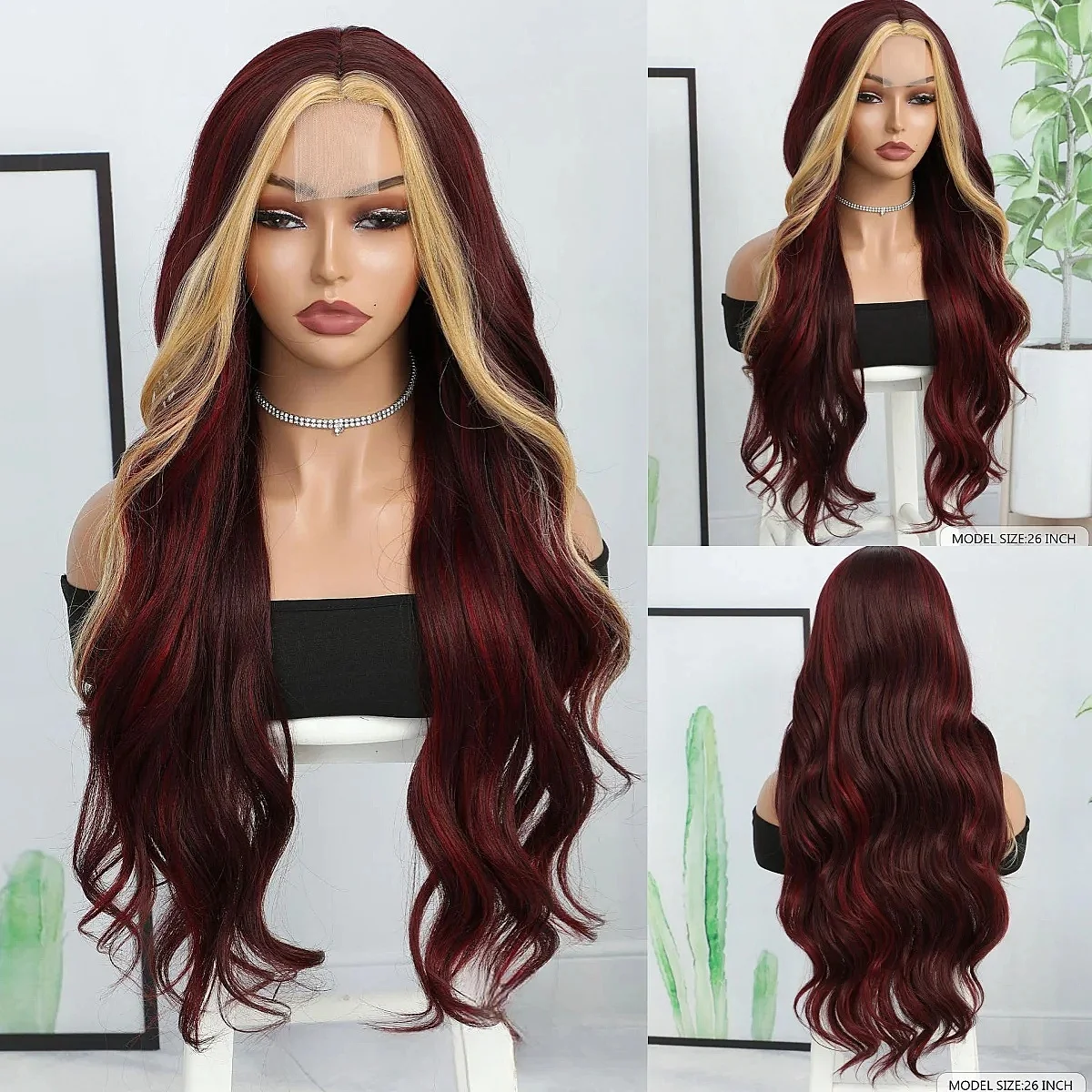 

Lace Wig 28inch Small Lace Body Wave Synthetic Wig for Fashion Woman Daily Part Use