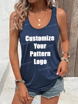 Customize Pattern Logo Women's Vest Racerback Tank Top Fashion Summer Casual Tops Custom Diy Logo Print Woman Sexy Short Tops 1