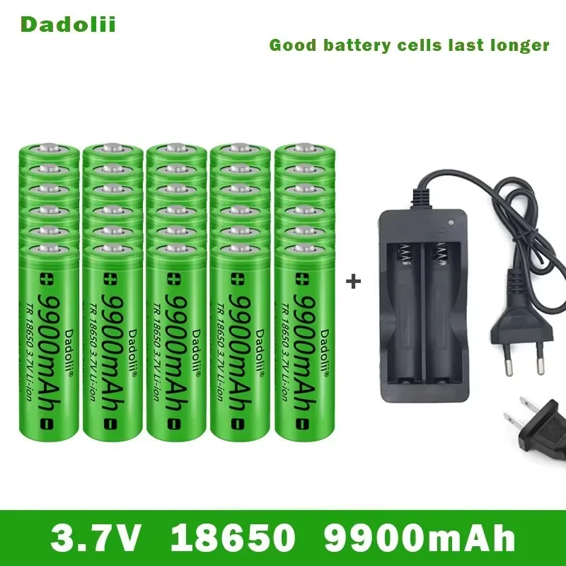 18650 Rechargeable Battery 3.7V 9800mAh Li-ion Capacity For Flashlight Torch Battery+Charger
