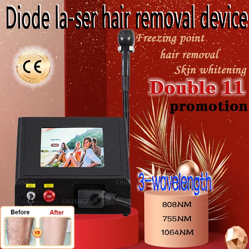 

Double11 Promotion Ice Platinum Painless Permanent Hair Removal CE With Diode Laser Hair Removal Machine 3 Wavelength Depiladora