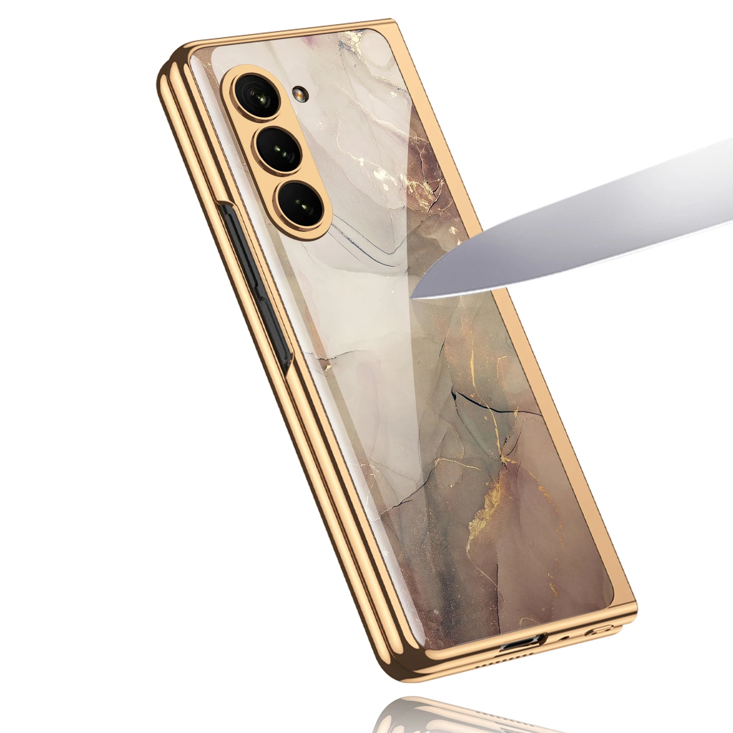 Luxury Plating Screen Glass Case For Samsung Galaxy Z Fold 6 5 Case Back Painted