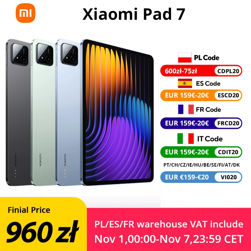Global Version Xiaomi Pad 7 z EU za $224.99 / ~844zł