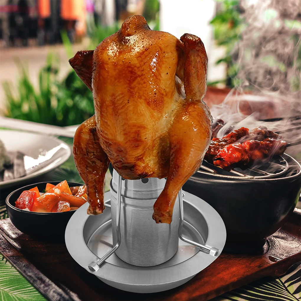 Multifunctional BBQ Chicken Holder for Grill Stainless Steel Stand Vertical Chicken Roaster Detachable Outdoor Barbecue Tool