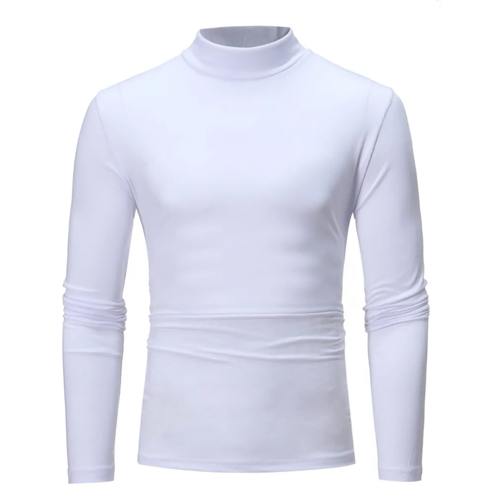New Mock Neck Basic T Shirt For Men Undershirts Solid Color Long Sleeve Slim Fit Muscle Pullover Tees Tops T-Shirts Clothing t shirts tees horse mom cow serape striped bleached o neck t shirt tee in multicolor size s xl