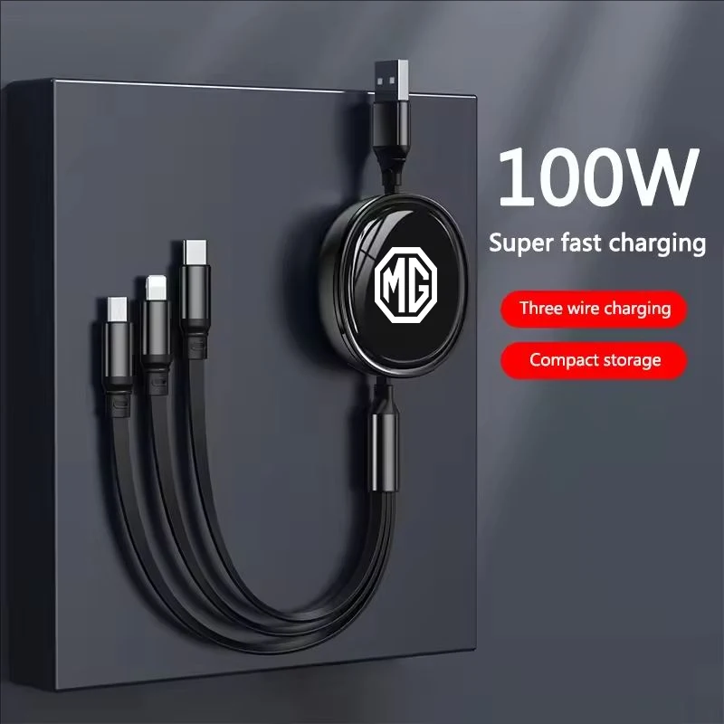 Universal 3-in-1 Fast Charging Car Cable - Lightning, Type C, Micro USB