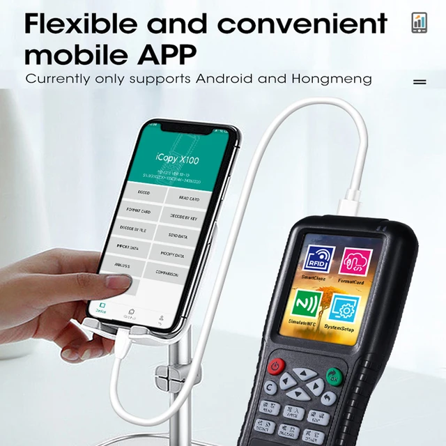 NFC Smart Card Reader Writer RFID Copier 125KHz 13.56MHz USB Fob Programmer Copy Encrypted Key With Voice Broadcast X100 3