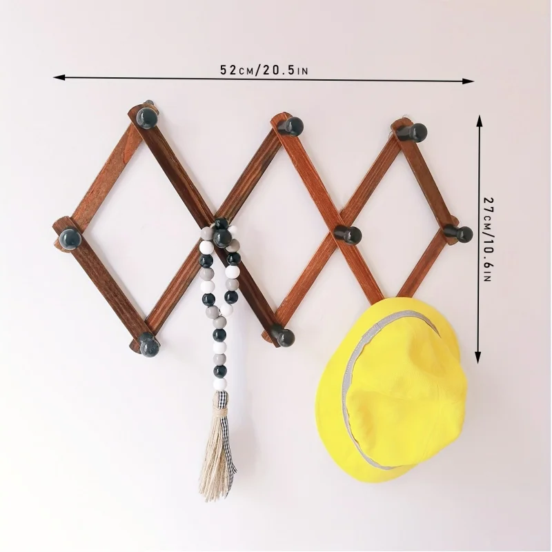 1 X-Shaped Wooden Wall Hanger, Expandable Hanger, Accordion Design, Hook, Used For Hanging And Storing Umbrellas, Hats, Wallets