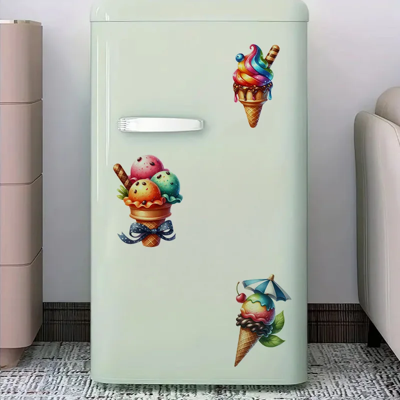 1pc Summer Ice Cream Sticker Water-proor & UV-resistant Used for Wall Bathroom Cabinet Door Toilet Car Wall Stickers