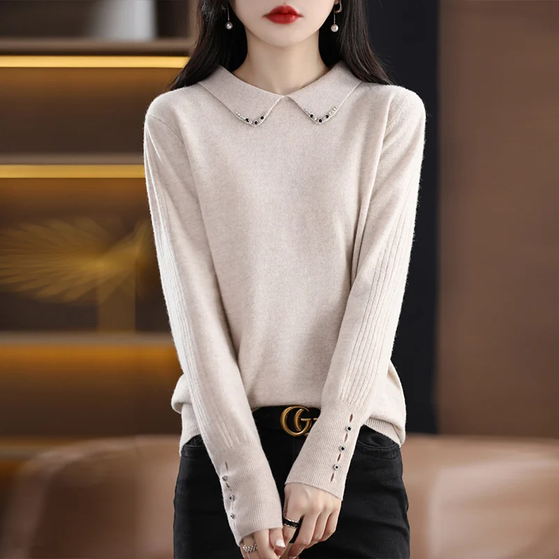 

Early Spring Solid Casual Wool Sweaters Women Clothes Loose Fashion Simple All-match Knitted Pullovers Female Chic Knitwear Top
