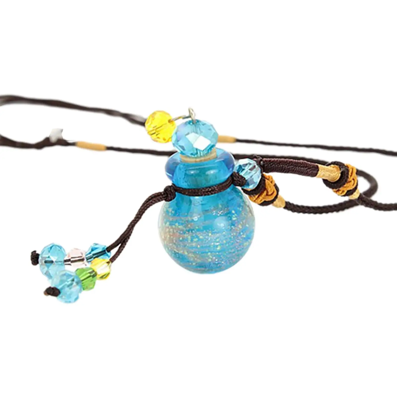 Lovely Glass Gourd Shaped Essential Oil Necklace Diffuser Refillable Perfume Bottle