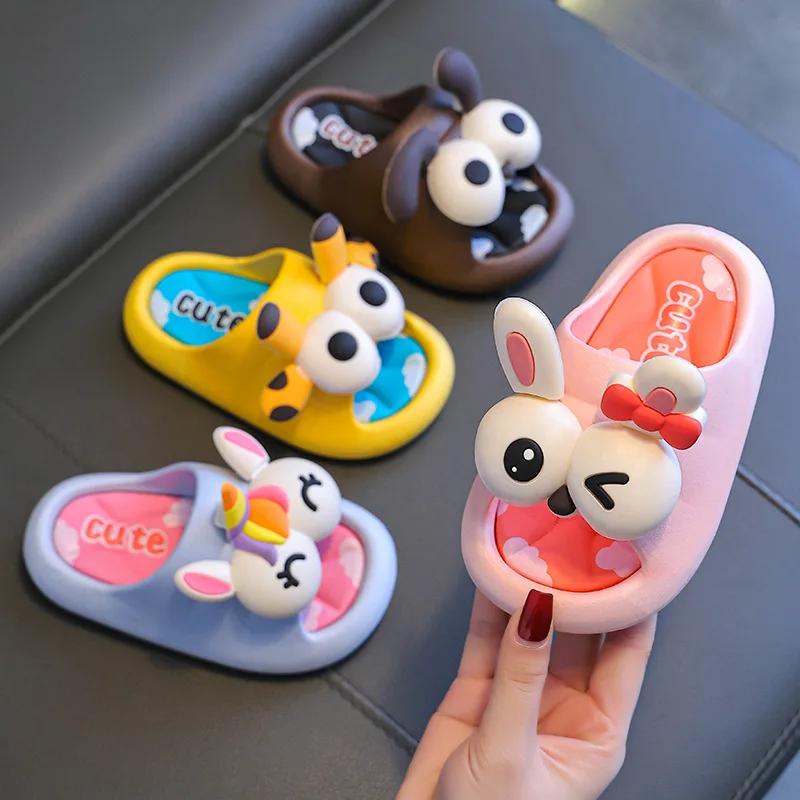 Kids Slippers Kids Sandals Summer Children's Sandals and Slippers for Boys and Girls Baby Non-Slip Soft Bottom Indoor Bath Parent-Child Children Sandals