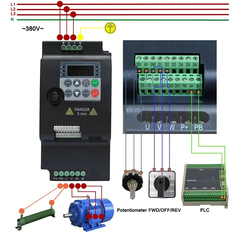 220V 380V Variable Frequency Drive Economical Converter Inverter 0.75/1.5/2.2/4/5.5KW Motor Speed Controller suswe-310