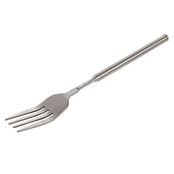 Telescopic Stainless Steel BBQ and Dessert Fork with Extendable Handle (Silvery)